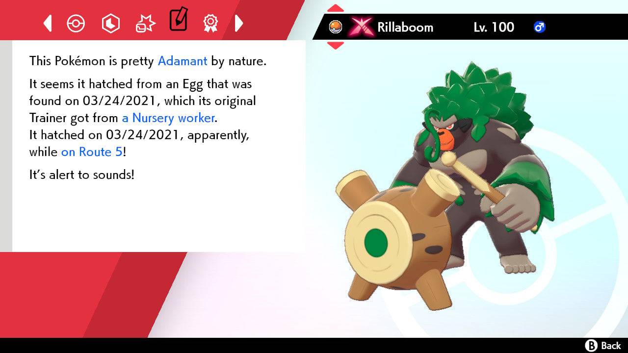 Pokemon Sword and Shield Gigantamax Rillaboom 6IV-EV Trained - Pokemon4Ever