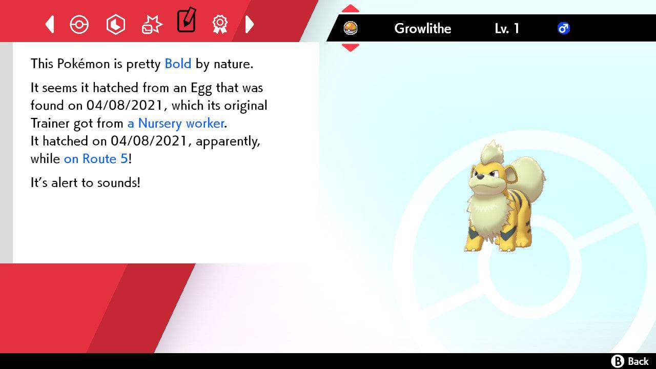 Pokemon Sword and Shield Shiny Growlithe 6IV-EV Trained - Pokemon4Ever