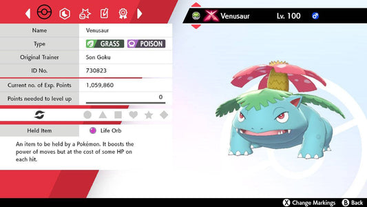 Pokemon Sword and Shield Gigantamax Venusaur 6IV-EV Trained - Pokemon4Ever
