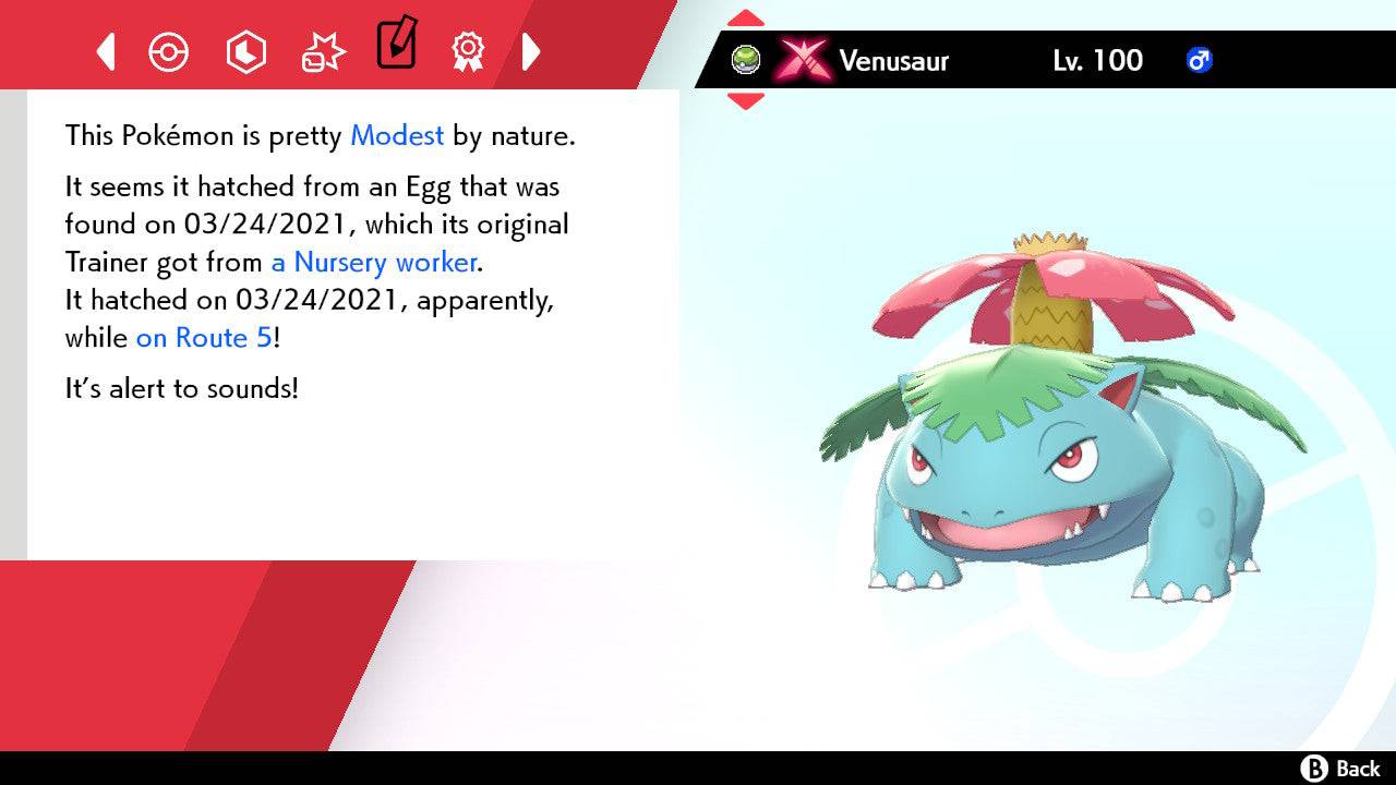 Pokemon Sword and Shield Gigantamax Venusaur 6IV-EV Trained - Pokemon4Ever