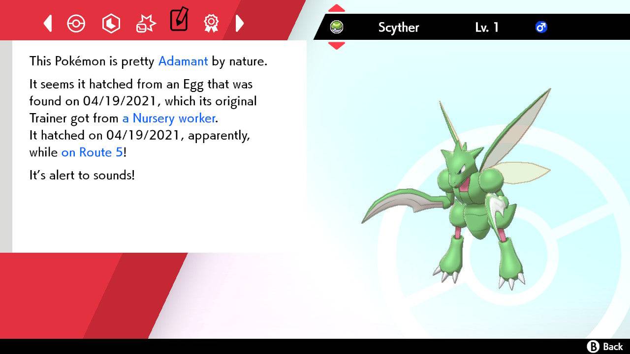 Pokemon Sword and Shield Shiny Scyther 6IV-EV Trained - Pokemon4Ever