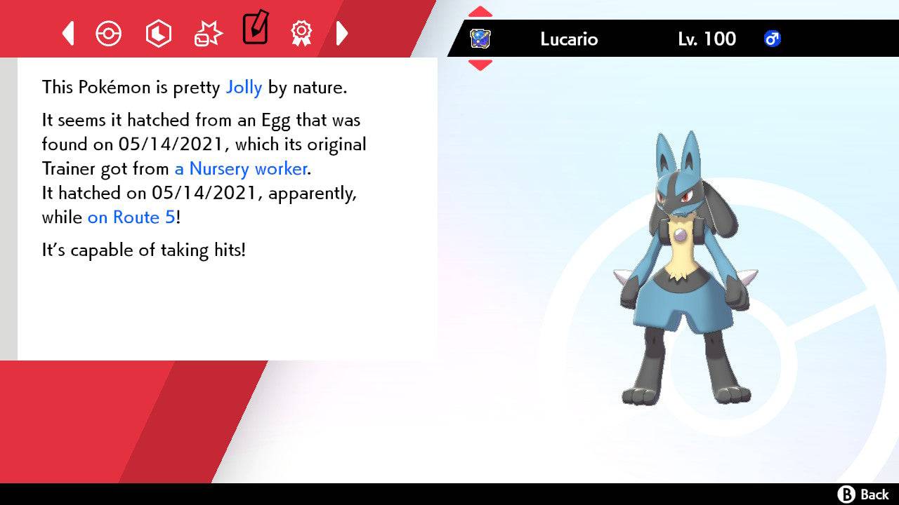 Pokemon Sword and Shield Lucario 6IV-EV Trained - Pokemon4Ever