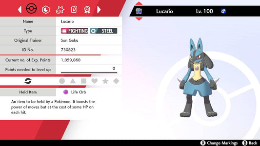 Pokemon Sword and Shield Lucario 6IV-EV Trained - Pokemon4Ever