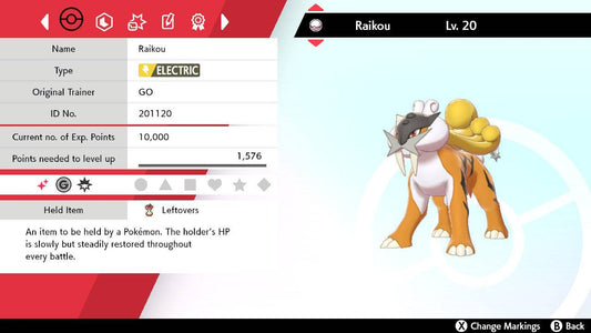 Pokemon Sword and Shield Ultra Shiny Raikou 6IV-EV Trained - Pokemon4Ever