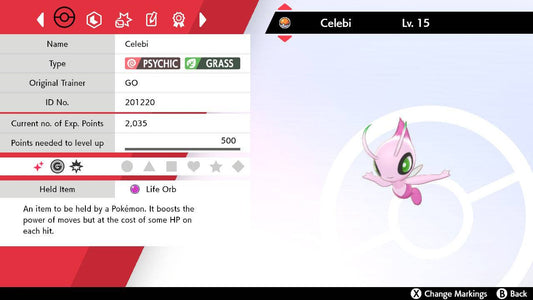 Pokemon Sword and Shield Pokemon Go Transfer Ultra Shiny Celebi LV. 15 - Pokemon4Ever