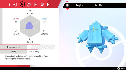 Pokemon Sword and Shield Ultra Shiny Regice 6IV-EV Trained - Pokemon4Ever