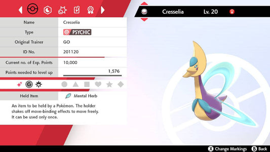 Pokemon Sword and Shield Ultra Shiny Cresselia 6IV-EV Trained - Pokemon4Ever