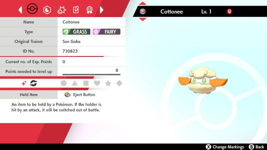 Pokemon Sword and Shield Shiny Cottonee 6IV-EV Trained - Pokemon4Ever