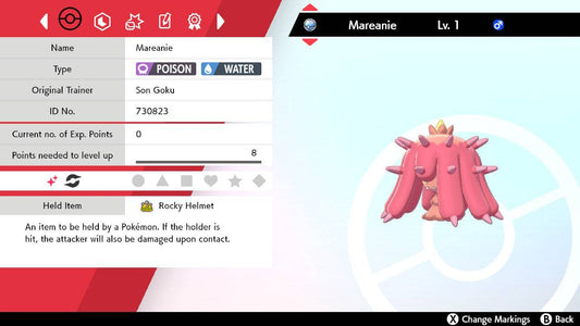Pokemon Sword and Shield Shiny Mareanie 6IV-EV Trained - Pokemon4Ever