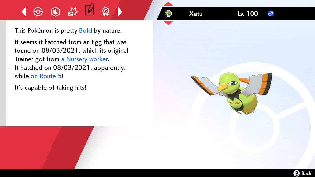 Pokemon Sword and Shield Shiny Xatu 6IV-EV Trained - Pokemon4Ever