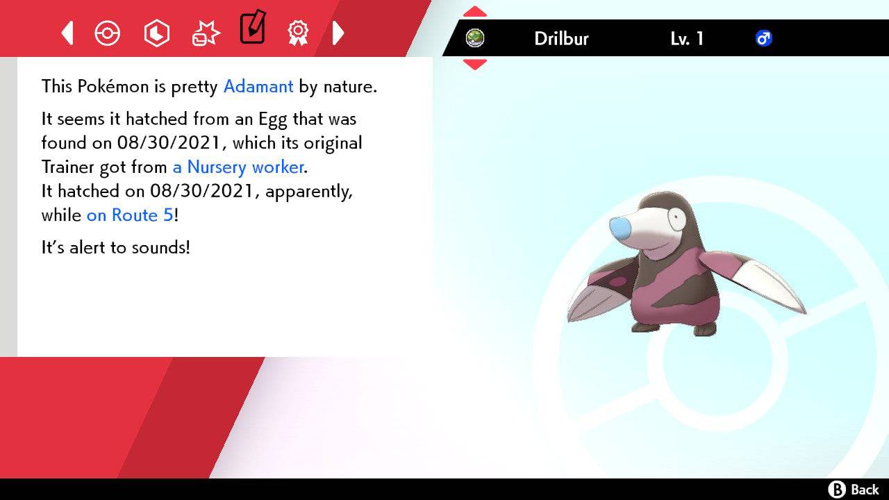 Pokemon Sword and Shield Shiny Drilbur 6IV-EV Trained - Pokemon4Ever