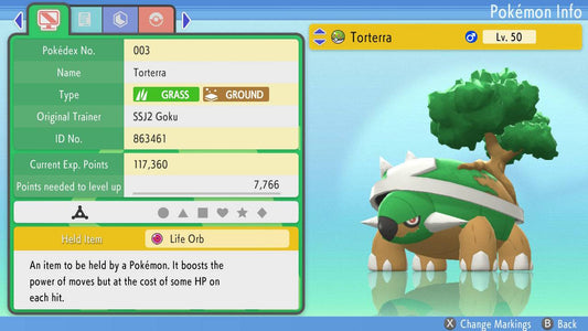 Pokemon Brilliant Diamond and Shining Pearl Torterra 6IV-EV Trained - Pokemon4Ever