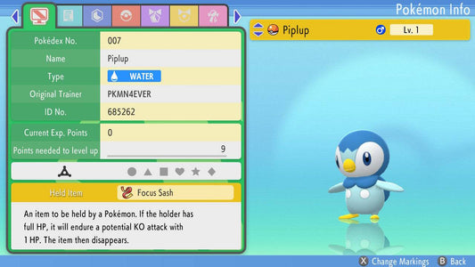Pokemon Brilliant Diamond and Shining Pearl Piplup 6IV-EV Trained - Pokemon4Ever