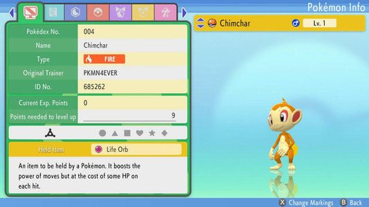 Pokemon Brilliant Diamond and Shining Pearl Chimchar 6IV-EV Trained - Pokemon4Ever