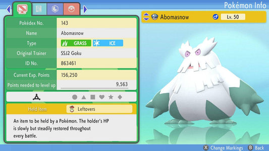 Pokemon Brilliant Diamond and Shining Pearl Abomasnow 6IV-EV Trained - Pokemon4Ever
