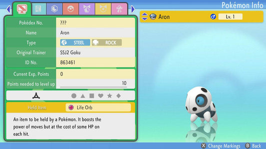 Pokemon Brilliant Diamond and Shining Pearl Aron 6IV-EV Trained - Pokemon4Ever