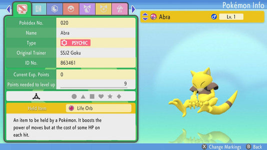 Pokemon Brilliant Diamond and Shining Pearl Abra 6IV-EV Trained - Pokemon4Ever