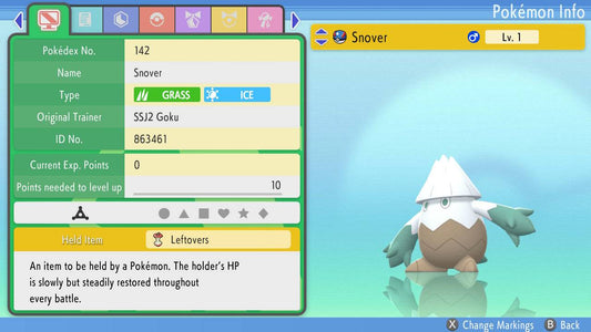 Pokemon Brilliant Diamond and Shining Pearl Snover 6IV-EV Trained - Pokemon4Ever