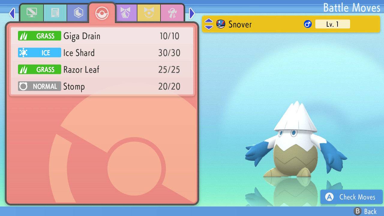 Pokemon Brilliant Diamond and Shining Pearl Snover 6IV-EV Trained - Pokemon4Ever