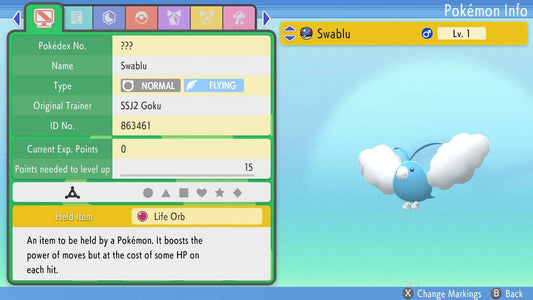 Pokemon Brilliant Diamond and Shining Pearl Swablu 6IV-EV Trained - Pokemon4Ever
