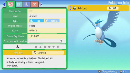 Pokemon Brilliant Diamond and Shining Pearl Articuno 6IV-EV Trained - Pokemon4Ever