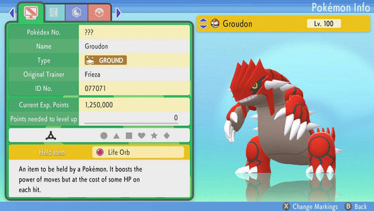 Pokemon Brilliant Diamond and Shining Pearl Groudon 6IV-EV Trained - Pokemon4Ever