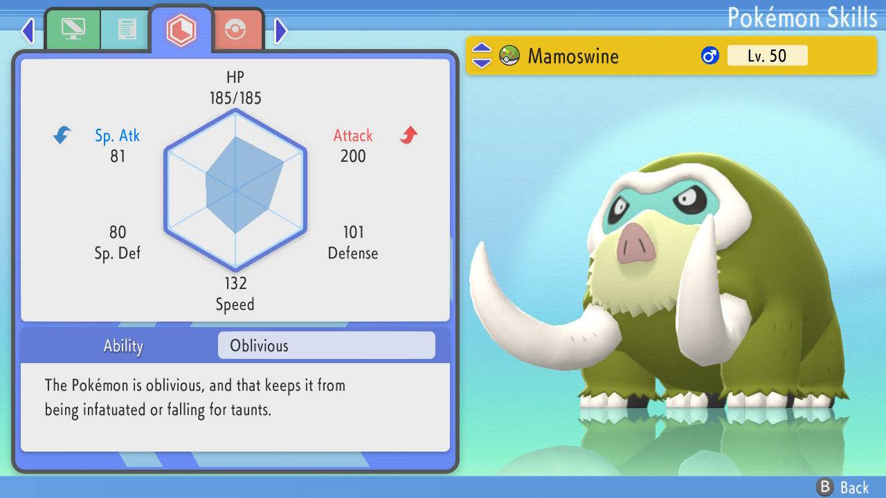 Pokemon Brilliant Diamond and Shining Pearl Mamoswine 6IV-EV Trained - Pokemon4Ever