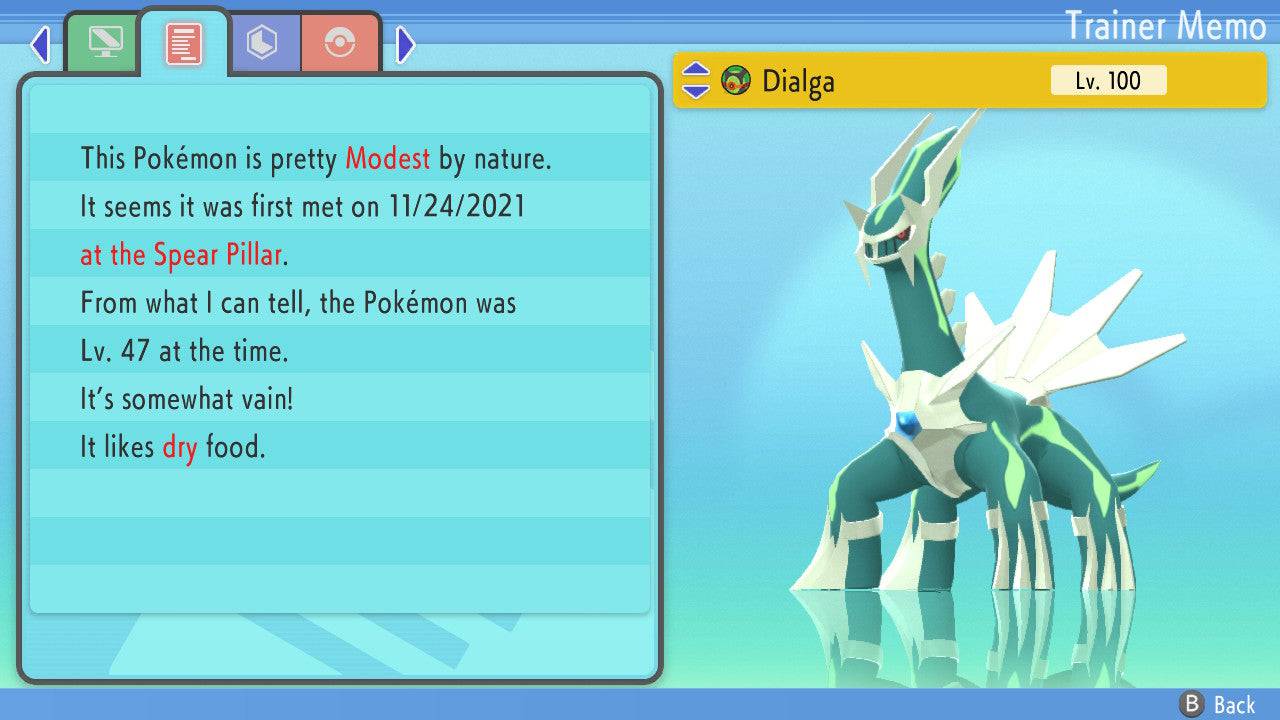 Pokemon Brilliant Diamond and Shining Pearl Dialga 6IV-EV Trained - Pokemon4Ever