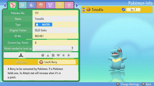 Pokemon Brilliant Diamond and Shining Pearl Totodile 6IV-EV Trained - Pokemon4Ever