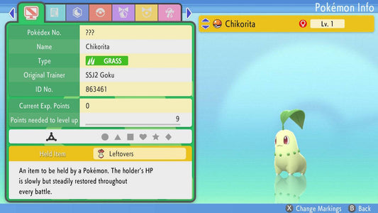 Pokemon Brilliant Diamond and Shining Pearl Chikorita 6IV-EV Trained - Pokemon4Ever