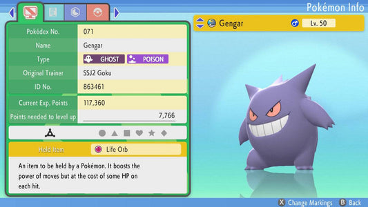 Pokemon Brilliant Diamond and Shining Pearl Gengar 6IV-EV Trained - Pokemon4Ever