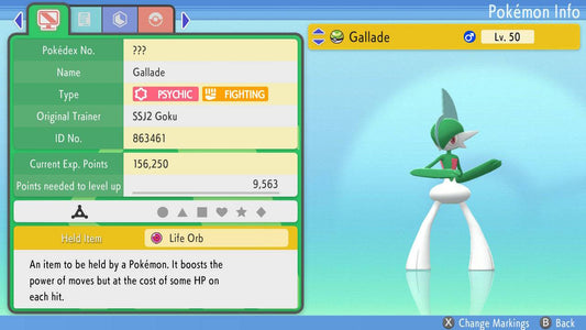 Pokemon Brilliant Diamond and Shining Pearl Gallade 6IV-EV Trained - Pokemon4Ever