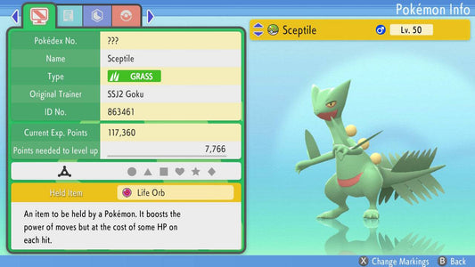 Pokemon Brilliant Diamond and Shining Pearl Sceptile 6IV-EV Trained - Pokemon4Ever