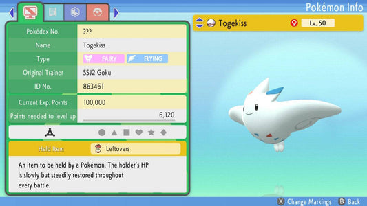 Pokemon Brilliant Diamond and Shining Pearl Togekiss 6IV-EV Trained - Pokemon4Ever