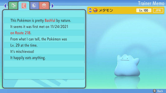 Pokemon Brilliant Diamond and Shining Pearl Shiny Japanese Breeding Ditto 6IV - Pokemon4Ever
