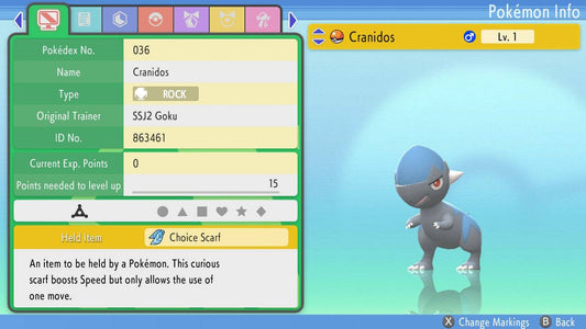 Pokemon Brilliant Diamond and Shining Pearl Cranidos 6IV-EV Trained - Pokemon4Ever