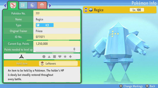 Pokemon Brilliant Diamond and Shining Pearl Regice 6IV-EV Trained - Pokemon4Ever