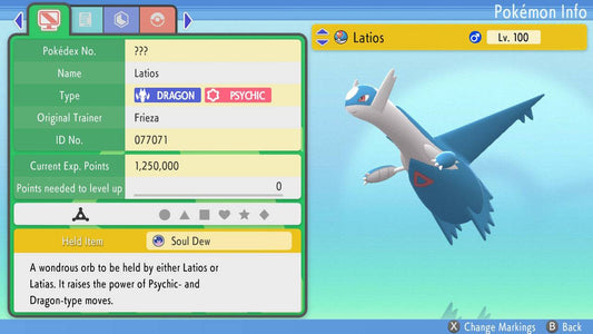 Pokemon Brilliant Diamond and Shining Pearl Latios 6IV-EV Trained - Pokemon4Ever