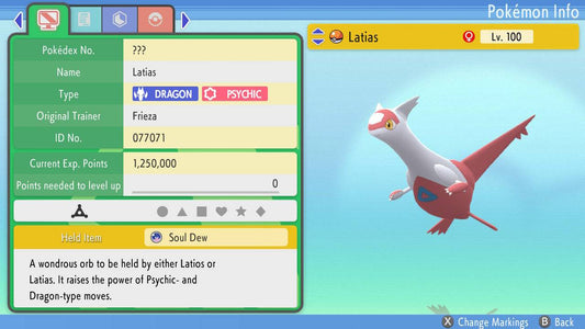Pokemon Brilliant Diamond and Shining Pearl Latias 6IV-EV Trained - Pokemon4Ever