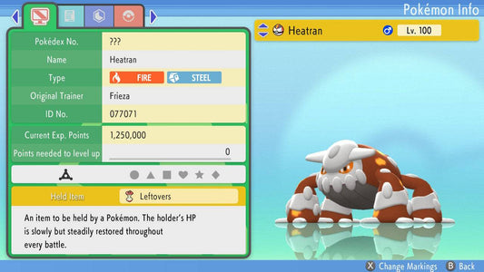 Pokemon Brilliant Diamond and Shining Pearl Heatran 6IV-EV Trained - Pokemon4Ever