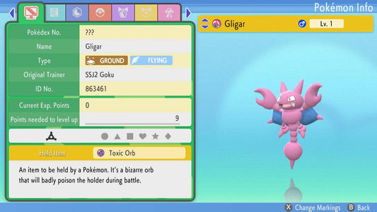 Pokemon Brilliant Diamond and Shining Pearl Gligar 6IV-EV Trained - Pokemon4Ever