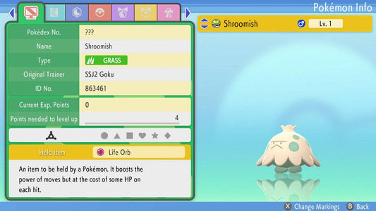 Pokemon Brilliant Diamond and Shining Pearl Shroomish 6IV-EV Trained - Pokemon4Ever