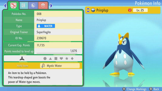Pokemon Brilliant Diamond and Shining Pearl Hidden Ability Prinplup 6IV-EV Trained - Pokemon4Ever