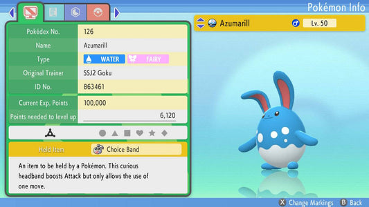 Pokemon Brilliant Diamond and Shining Pearl Azumarill 6IV-EV Trained - Pokemon4Ever