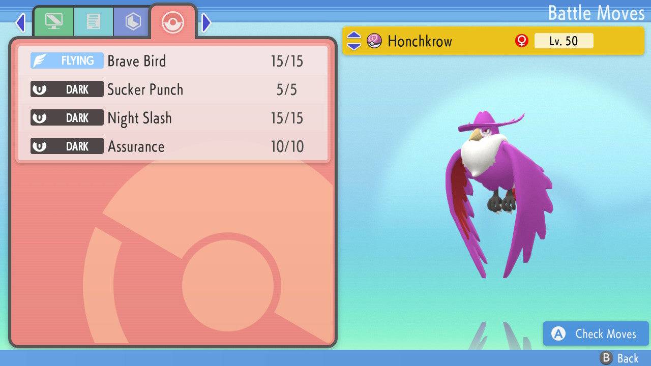 Pokemon Brilliant Diamond and Shining Pearl Honchkrow 6IV-EV Trained - Pokemon4Ever