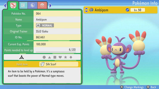 Pokemon Brilliant Diamond and Shining Pearl Ambipom 6IV-EV Trained - Pokemon4Ever