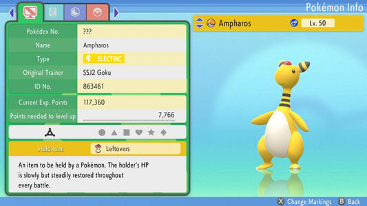 Pokemon Brilliant Diamond and Shining Pearl Ampharos 6IV-EV Trained - Pokemon4Ever