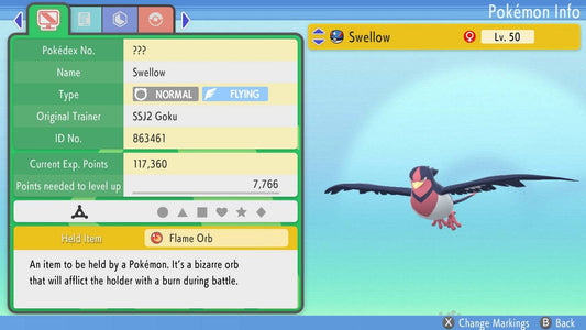 Pokemon Brilliant Diamond and Shining Pearl Swellow 6IV-EV Trained - Pokemon4Ever