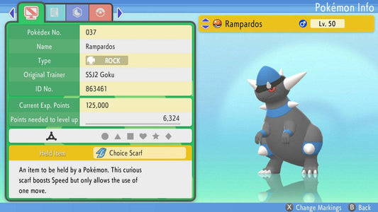 Pokemon Brilliant Diamond and Shining Pearl Rampardos 6IV-EV Trained - Pokemon4Ever