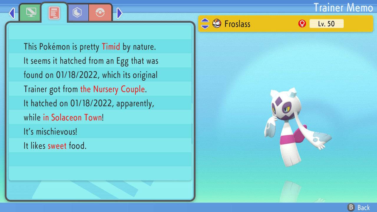 Pokemon Brilliant Diamond and Shining Pearl Froslass 6IV-EV Trained - Pokemon4Ever